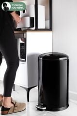 Primanova Çelik Çöp Kovası Bombe Kapak 30 Lt Siyah M-E90-06-06