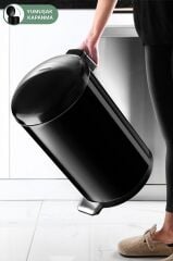 Primanova Çelik Çöp Kovası Bombe Kapak 30 Lt Siyah M-E90-06-06