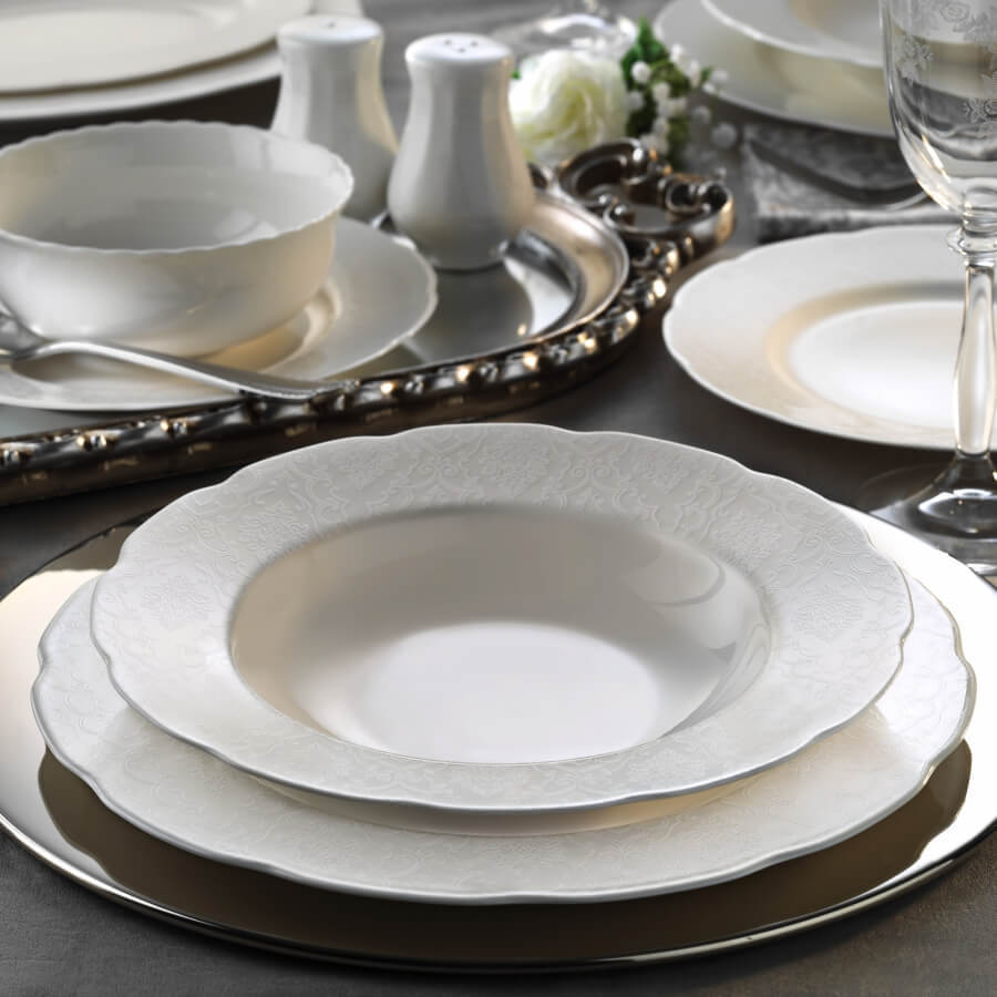 Kütahya Porselen Bone Olympos 62 Parça 10061 Yemek Takımı