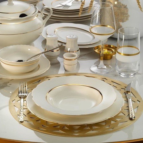 Kütahya Porselen 62 Parça Bone Olym Altın Yemek Takımı 1133921