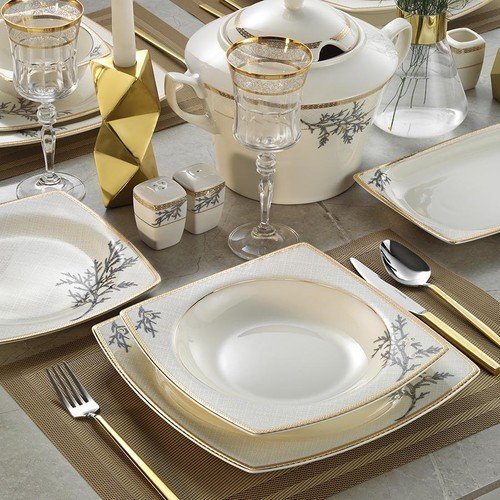 Kütahya Porselen 62 Parça Bone Mare Altın Yemek Takımı 1137521