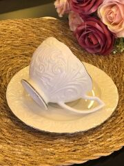 İpek Çay Fincan Takımı Platin Yaldızlı Rosen-200