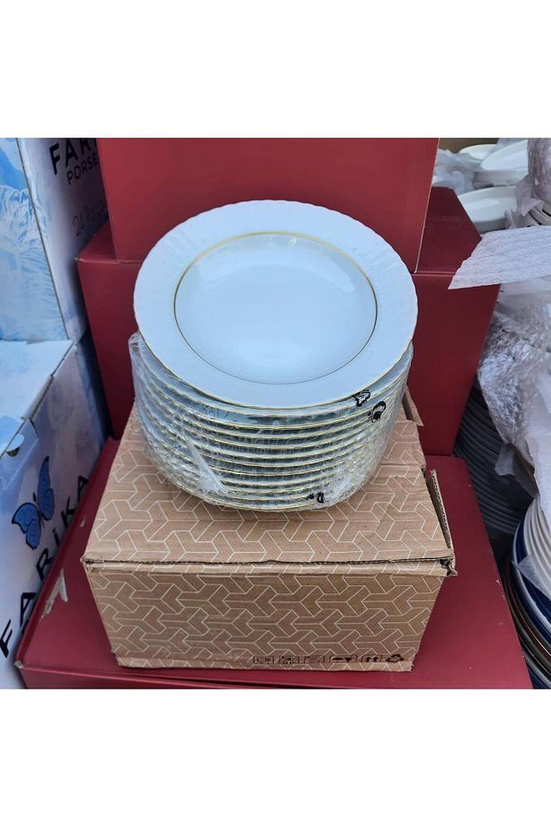 Kütahya Porselen 19 Cm Sedef Çukur Tabak 12 Li Mat Altın SF19CK521