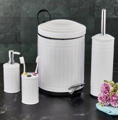 Cooker Banyo Seti Vintage Metal 4 Lü Beyaz 14405-B