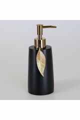 By Selim 5 Parça Leaf Banyo Seti Siyah-Altın