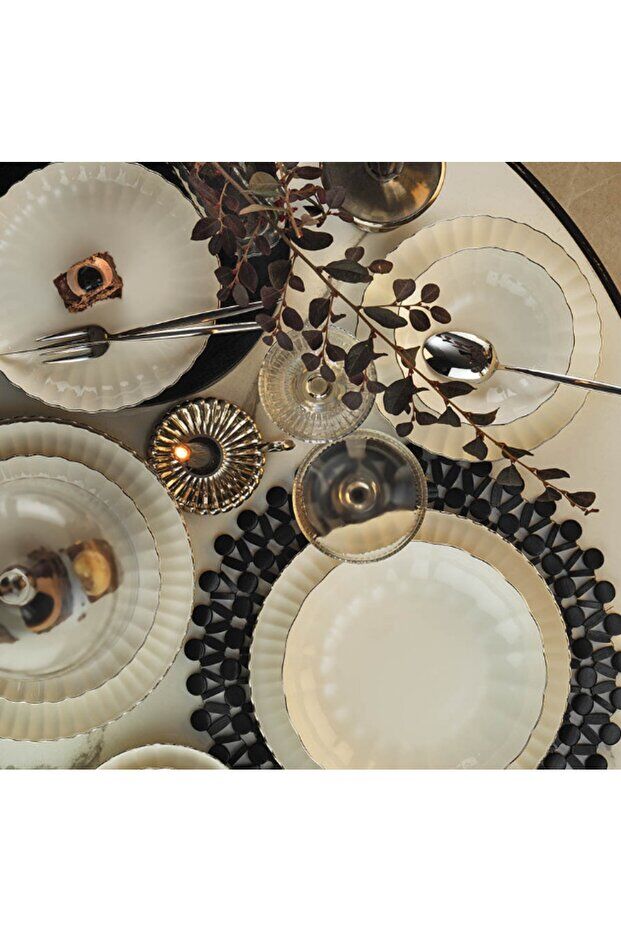 Kütahya Porselen 52 Parça Bone Luz Platin Yemek Takımı BNLZF52YTB54020