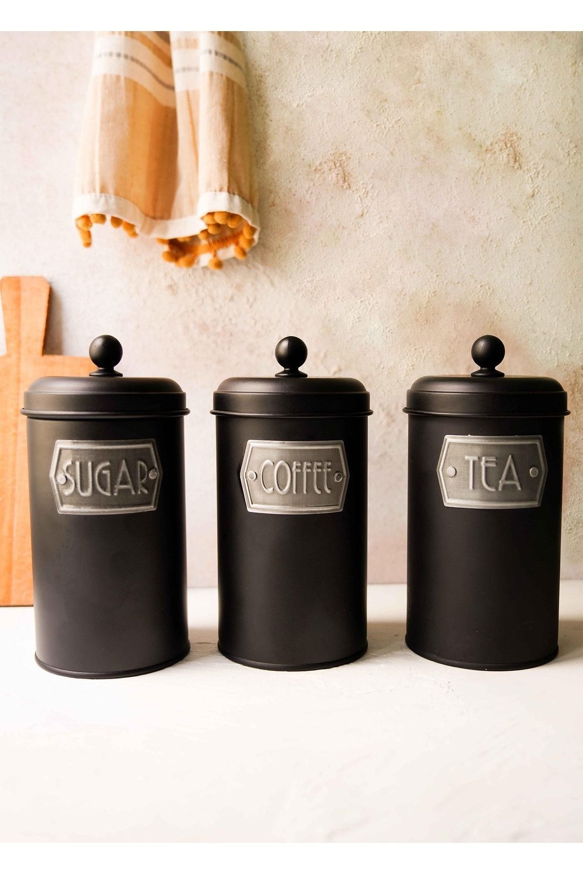 The Mia Kavanoz Seti Çay Şeker Kahve Mgl0019 Siyah