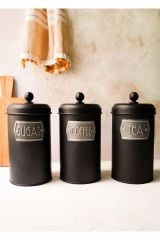 The Mia Kavanoz Seti Çay Şeker Kahve Mgl0019 Siyah