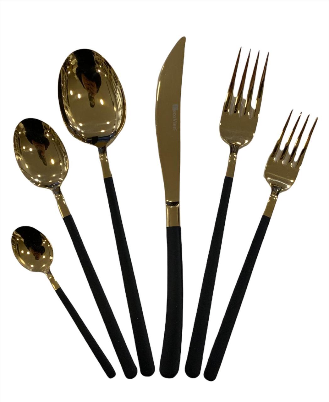 Decovien 36 Parça Siyah Gold Çatal Kaşık Bıçak Comfrot AYM1604A K8
