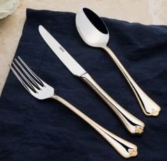 Nehir 84 Parça Fulya Altın Deri Kutulu Çatal Kaşık Bıçak Seti