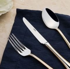 Nehir 84 Parça Fulya Altın Deri Kutulu Çatal Kaşık Bıçak Seti