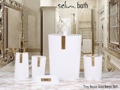 By Selim Banyo Seti Troy Beyaz Altın 5 Parça