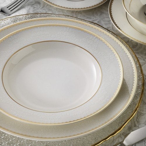 Kütahya Porselen 62 Parça Bone Kalıpso Altın Yemek Takımı 10697