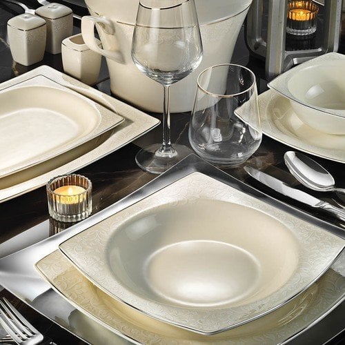 Kütahya Porselen 62 Parça Bone Mare Platin Yemek Takımı 1107620