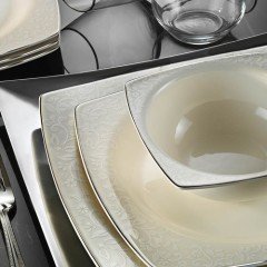 Kütahya Porselen 62 Parça Bone Mare Platin Yemek Takımı 1107620