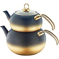 Oms Çaydanlık Takımı Granit Küre Gold L Boy 8210