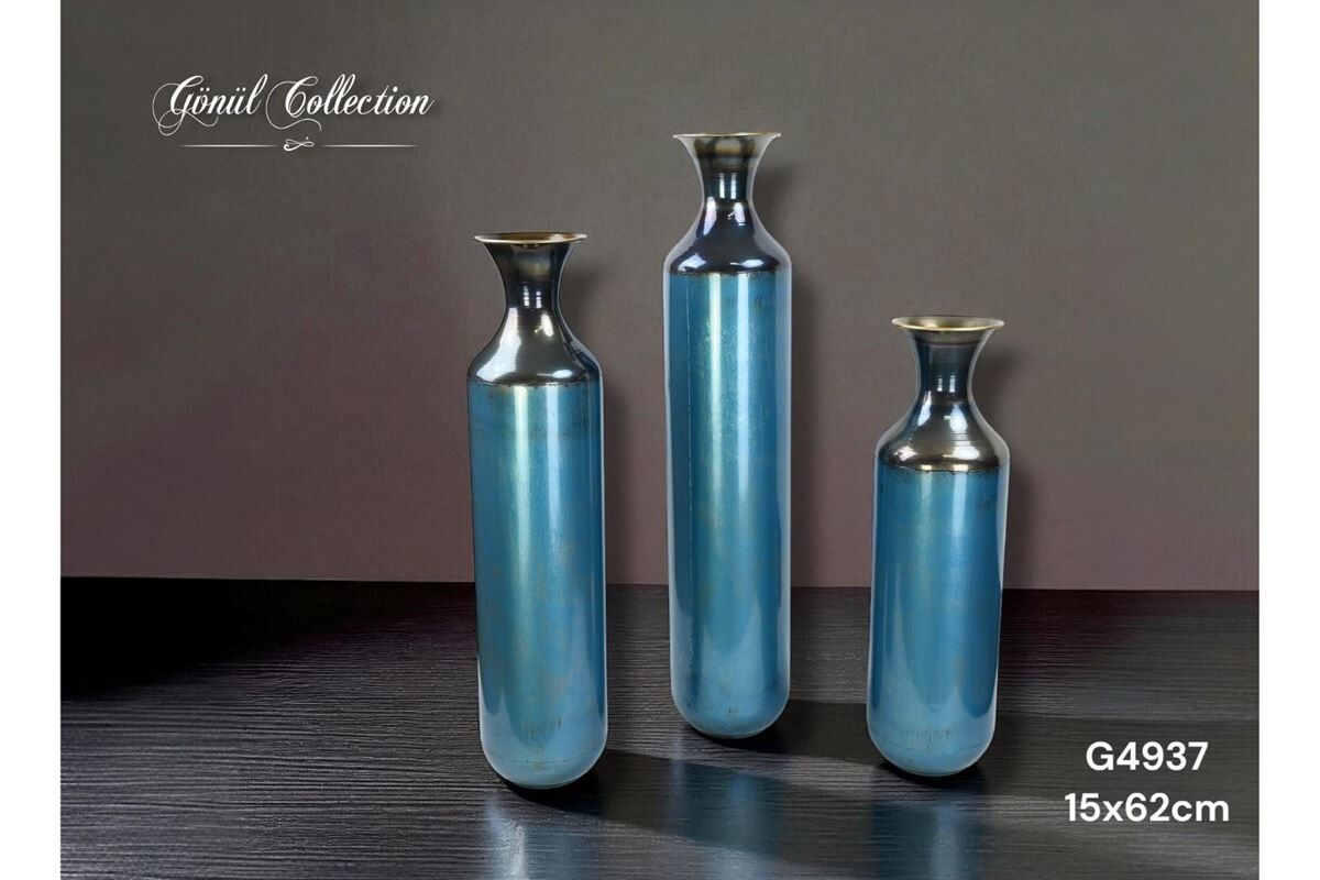 Gönül Vazo Metal 14,5X62 Cm Turkuaz G4937