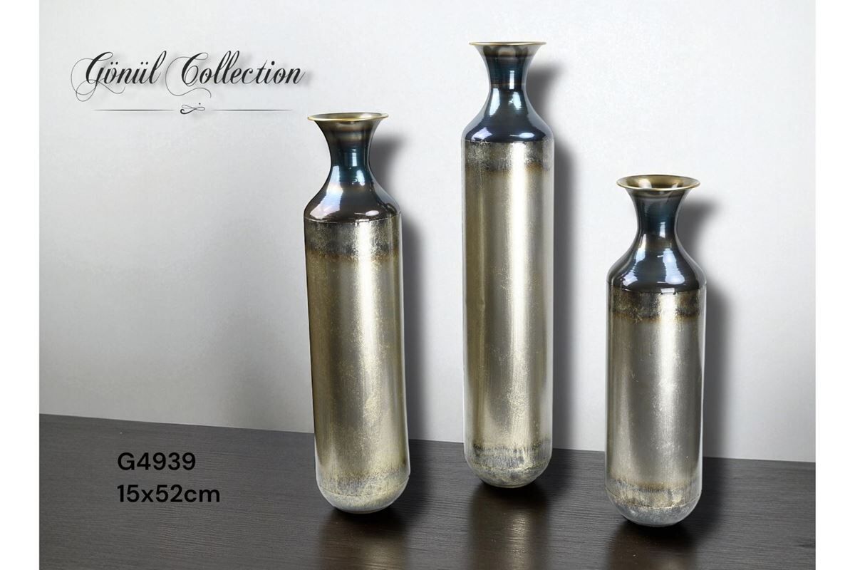 Gönül Vazo Metal 14,5X52 Cm Kahverengi G4939