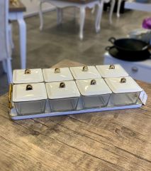 Arow Kahvaltılık Cam Krem 8 Li TR-3033