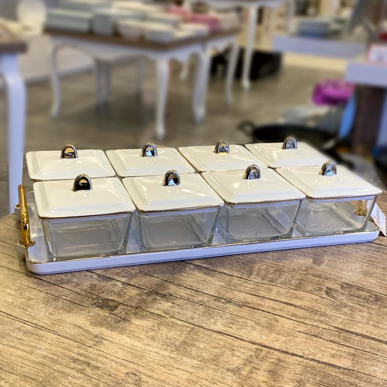 Arow Kahvaltılık Cam Krem 8 Li TR-3033