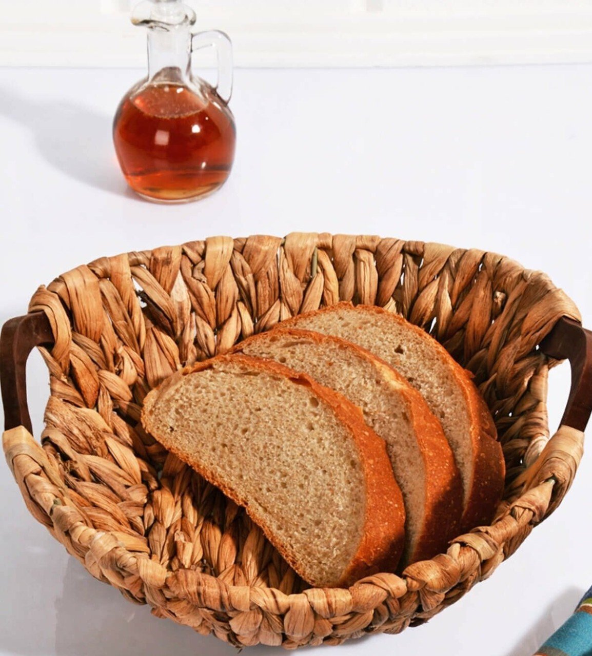 Kosova Lüx Ahşap Kulplu Yuvarlak Hasır Sepet SPT-201