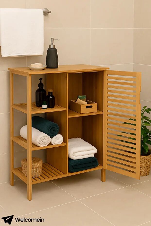 Mien Bambu Çamaşır Dolabı Tek Kapaklı 66X87X33 Cm JW-22990