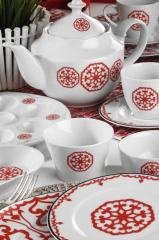Kütahya Porselen Leonberg 5966/17Kırmızı 41 Parça Kahvaltı Takımı