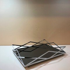 Çerçi Tepsi Metal Siyah Aynalı NF62