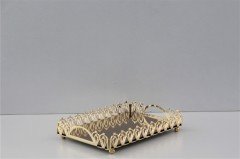 Çerçi Tepsi Damla Aynalı Kare Gold 30 Cm SNM50