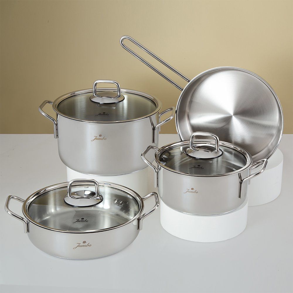 Jumbo Lyon 7 Parça Paslanmaz Çelik Tencere Seti