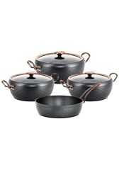 Oms Sırena 7 Parça Bakır Kapaklı Granit Tencere Seti 3540