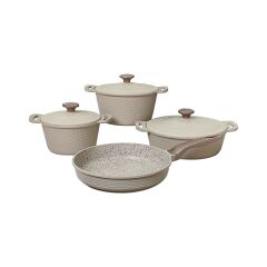 Oms Trıana 7 Parça Granit Tencere Ve Tava Seti Krem 3536