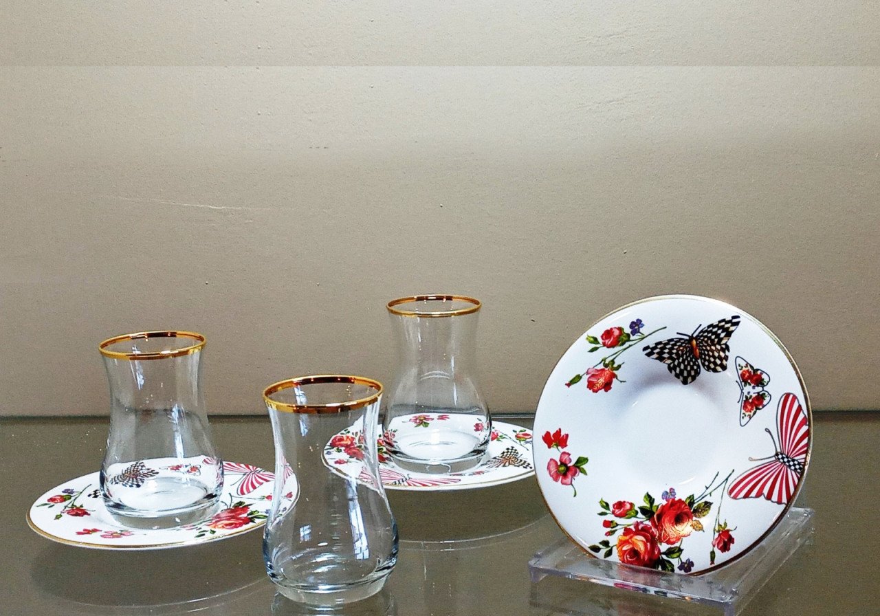 Çerçi Çay Takımı Yaldızlı 6 Lı BE20