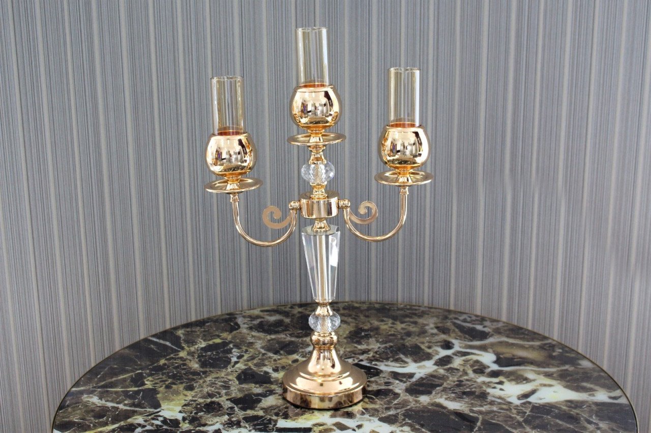 Çerçi Şamdan 3 Kollu Gold ŞD423