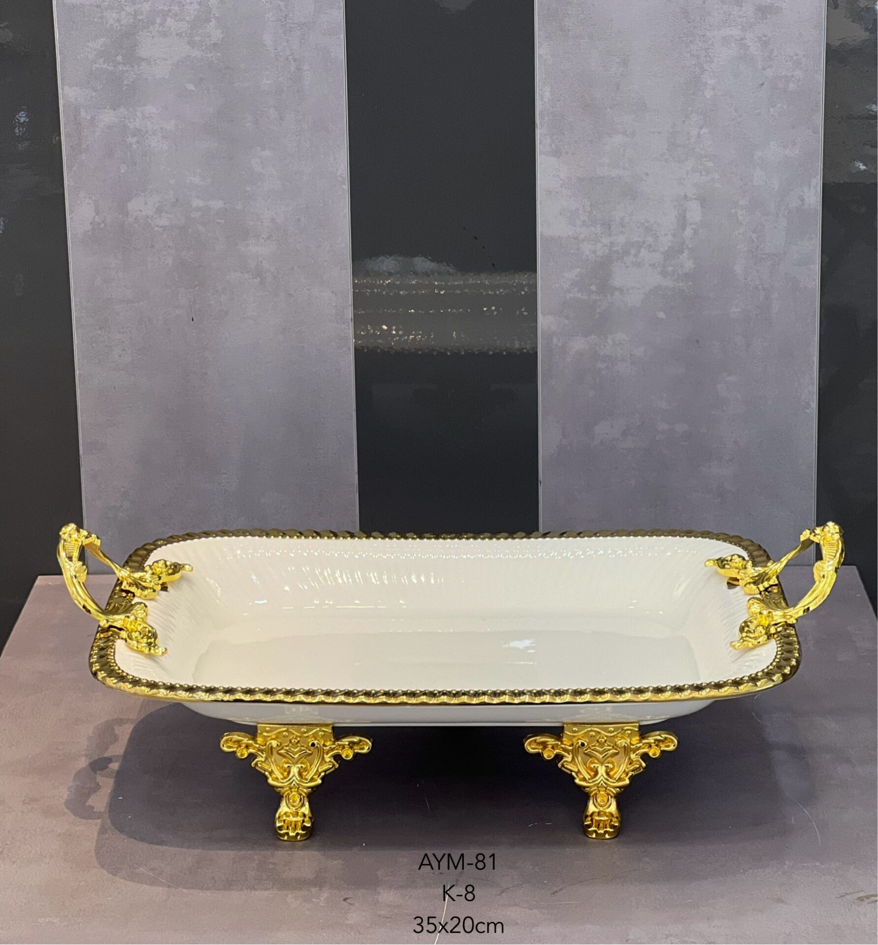 Decovien Seramik Metal Ayaklı Kayık Sunumluk AYM-81 K8