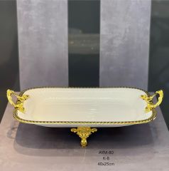 Decovien Seramik Metal Ayaklı Kayık Sunumluk AYM-80 K8