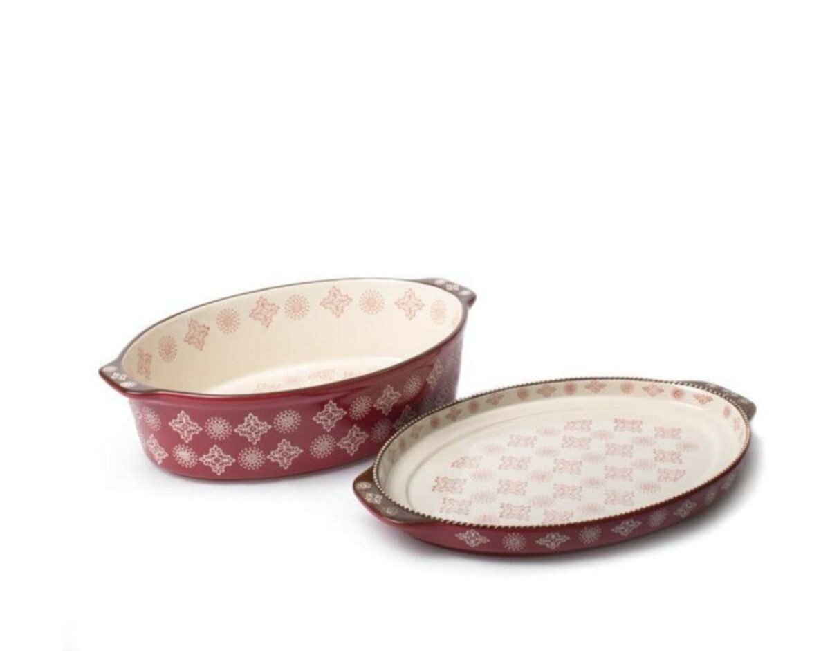 Lamedore Fırın Kabı Oval Kırmızı Kapaklı 428KL