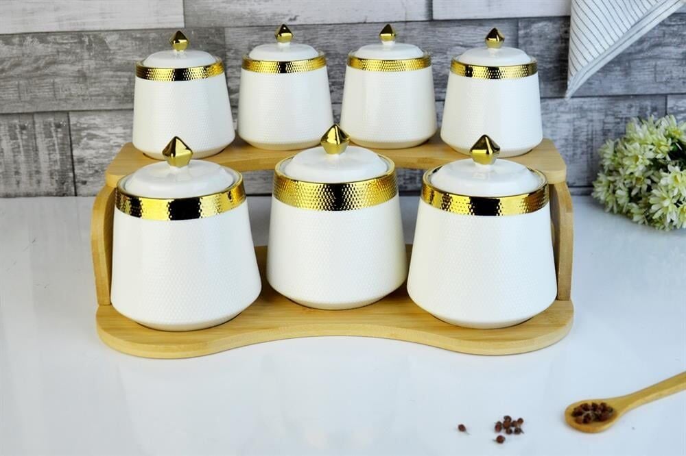 Paçi Baharat Seti Taliya 7 Li Bambu Stand Gold POR-101689