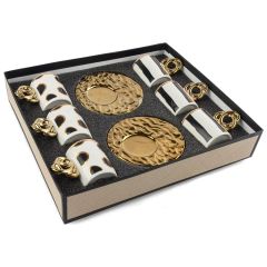 Mikasa Moor Lalin Asorti Siyah Beyaz Gold 6'lı Porselen Kahve Fincan Seti 371319