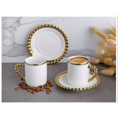 Gönül G3233 Porselen Yaldızlı Kahve Fincan Takımı 2li