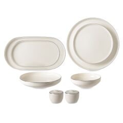 İpek Porselen 55 Parça Toledo Platin Krem Yemek Takımı IPF987PLT