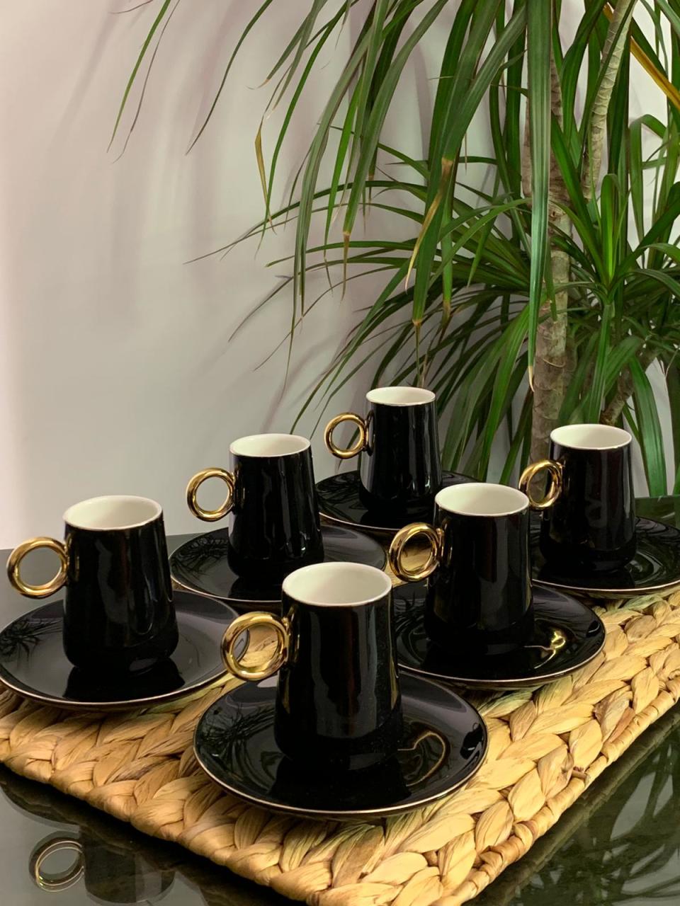 Aryıldız 6 Kişilik Siyah-Altın Kahve Fincan Takımı AR5437697