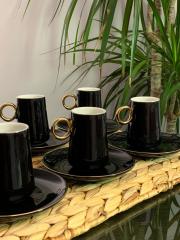 Aryıldız 6 Kişilik Siyah-Altın Kahve Fincan Takımı AR5437697