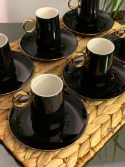 Aryıldız 6 Kişilik Siyah-Altın Kahve Fincan Takımı AR5437697