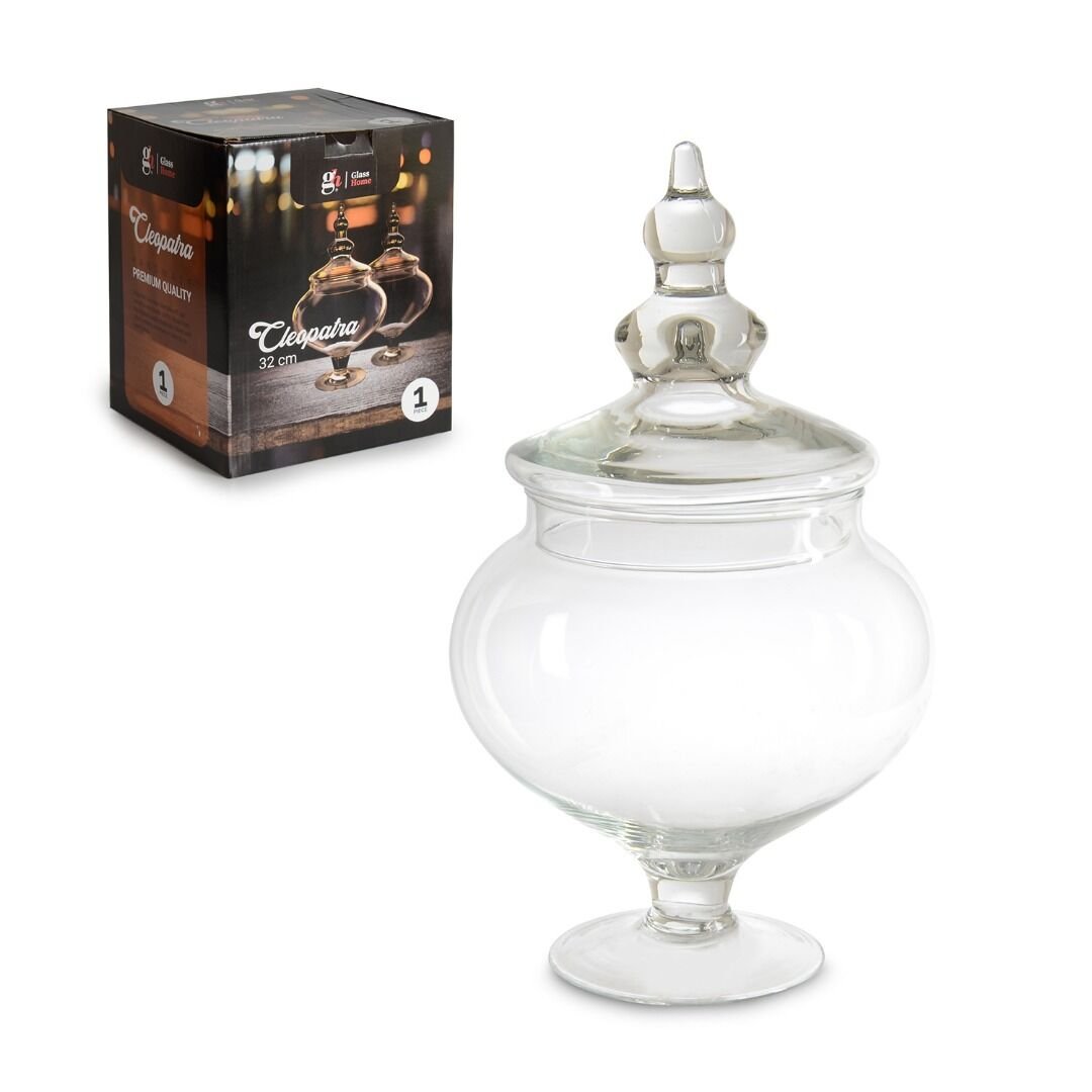 ipek Sunumluk Cleopatra Cam Kapaklı 32 CM 11315