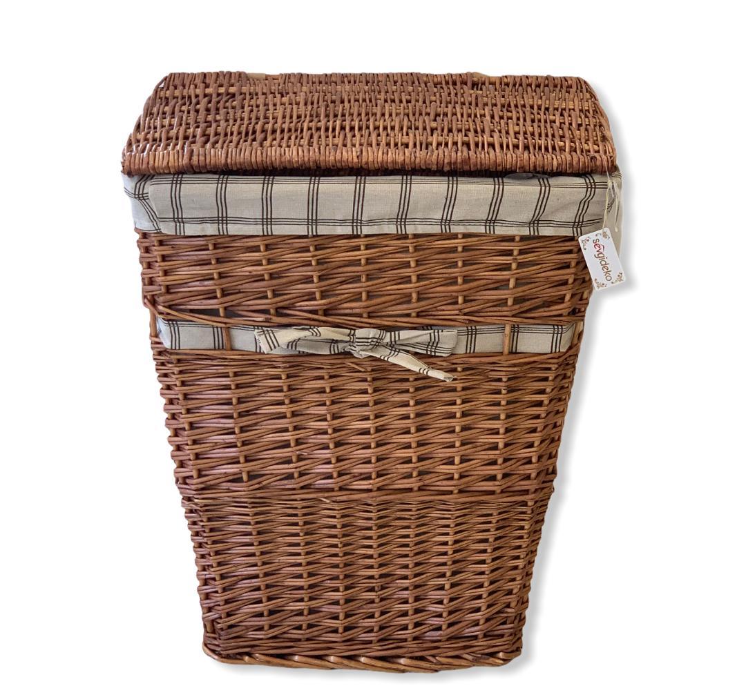 Sever Hasır Çamaşır Sepeti Balrenk Kapaklı Küçük Kare 10010