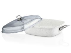 Taç Gravita Döküm Kare Tencere 28 cm Beyaz