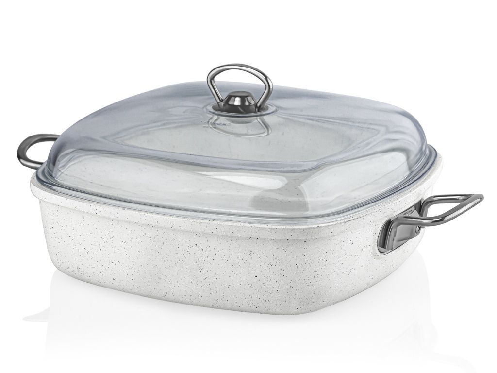 Taç Gravita Döküm Kare Tencere 28 cm Beyaz