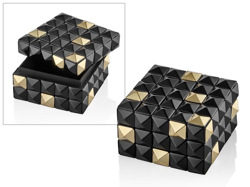 Lamedore Dekoratif Kutu Gold Siyah 13X13X8 Cm 1EV-24011S