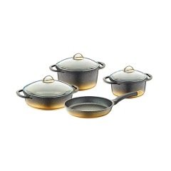 Oms Granit Döküm Tencere Seti 7 Parça Gold 3043
